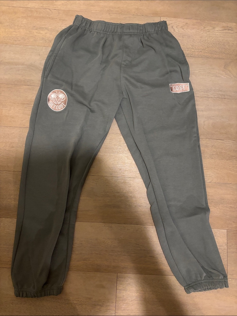 Eighty Eight Olive Green  Joggers with Tan Patch Accents